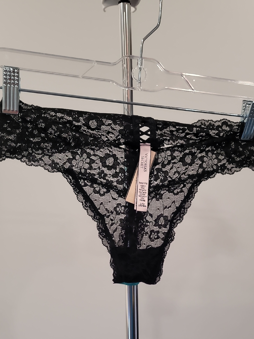 Victoria's Secret Black Lace Bikini Panty with Crisscross Back